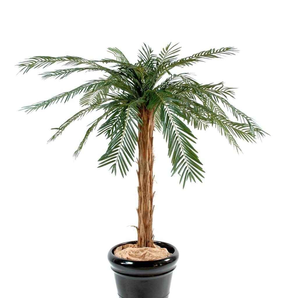 Autre angle : cycas artificiel de 140 cm avec feuillage vert réparti sur 26 branches